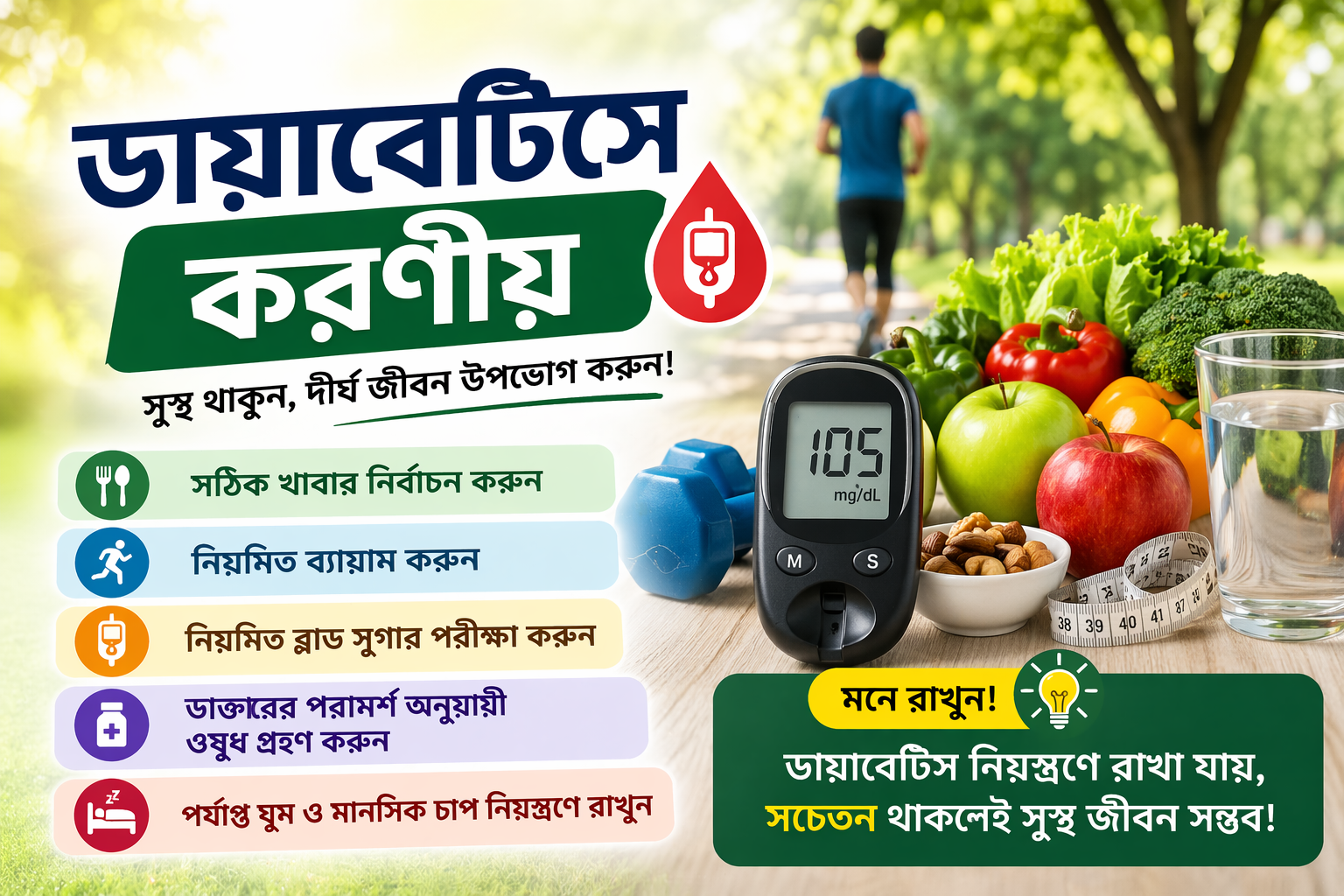 🩺ডায়াবেটিসে করণীয়:
