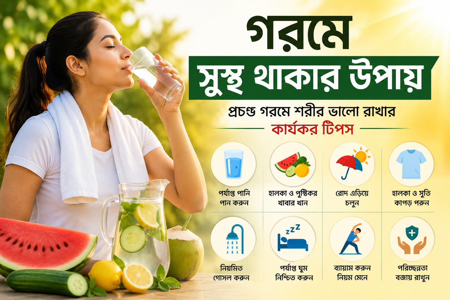 গরমে সুস্থ থাকার উপায়ঃ প্রচণ্ড গরমে শরীর ভালো রাখার কার্যকর স্বাস্থ্য টিপস!