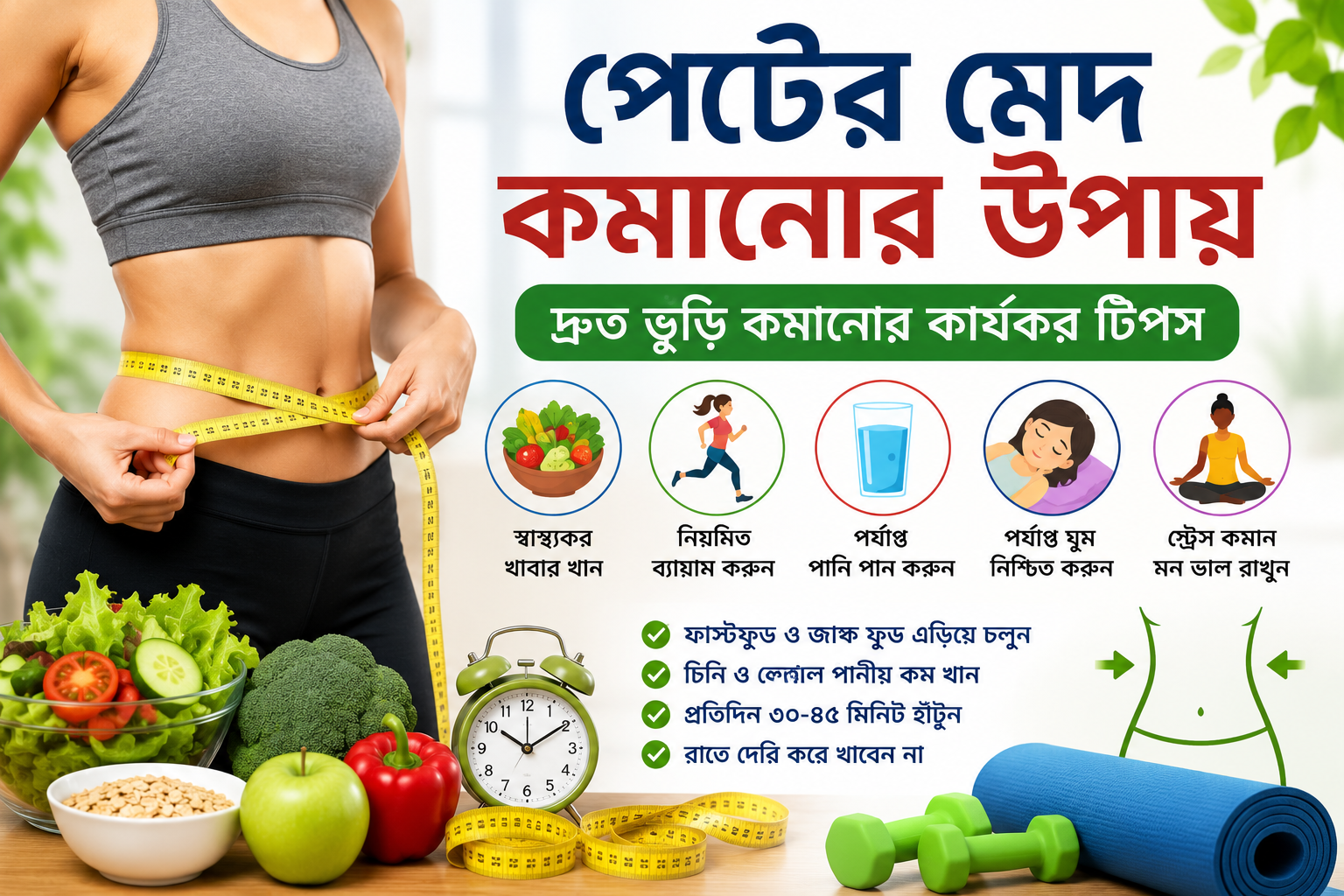 পেটের মেদ কমানোর উপায়ঃ দ্রুত ও স্বাস্থ্যকরভাবে ভুঁড়ি কমানোর কার্যকর টিপস!