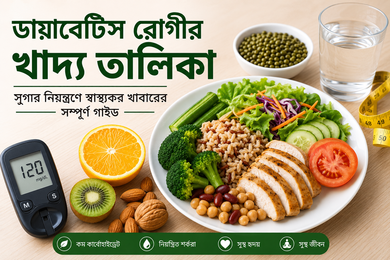 ডায়াবেটিস রোগীর খাদ্য তালিকাঃ সুগার নিয়ন্ত্রণে স্বাস্থ্যকর খাবারের সম্পূর্ণ গাইড!