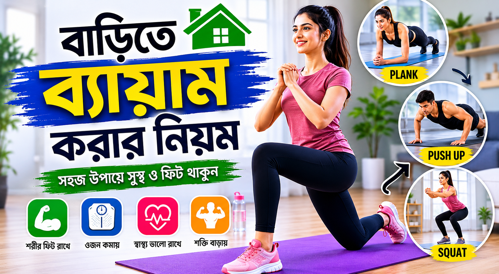 বাড়িতে ব্যায়াম করার নিয়মঃ সুস্থ ও ফিট থাকার সহজ গাইড!