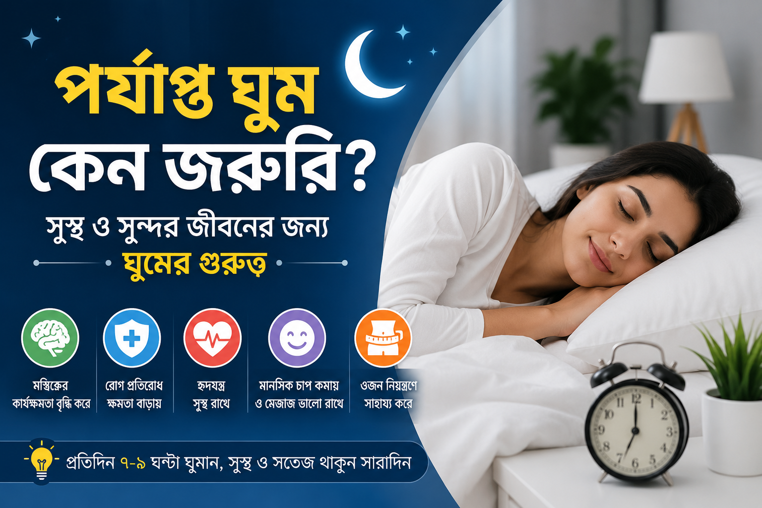 পর্যাপ্ত ঘুম কেন জরুরী? শারীরিক ও মানসিক উপকারিতা!