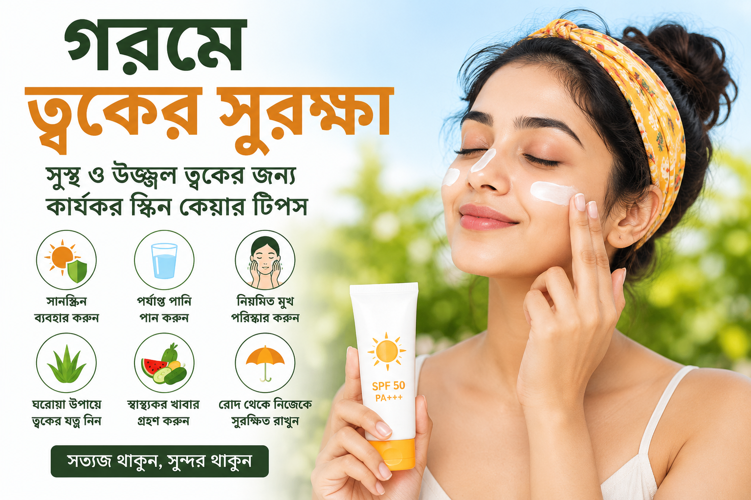 গরমে ত্বকের সুরক্ষাঃ সুস্থ ও উজ্জ্বল ত্বকের সম্পূর্ণ গাইড!