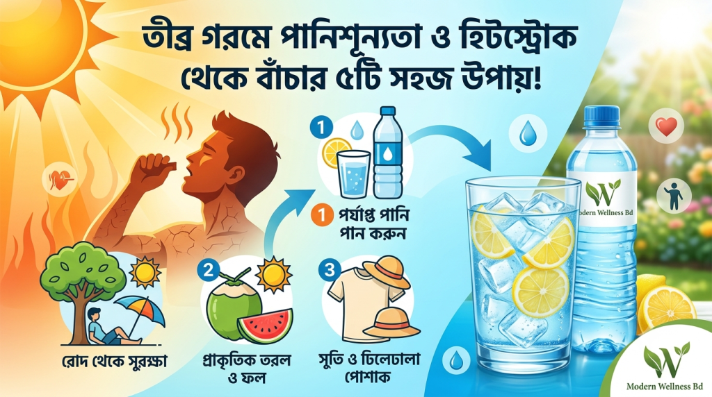 তীব্র গরমে পানিশূন্যতা ও হিটস্ট্রোক থেকে বাঁচার ৫টি সহজ উপায় — Modern Wellness Bd