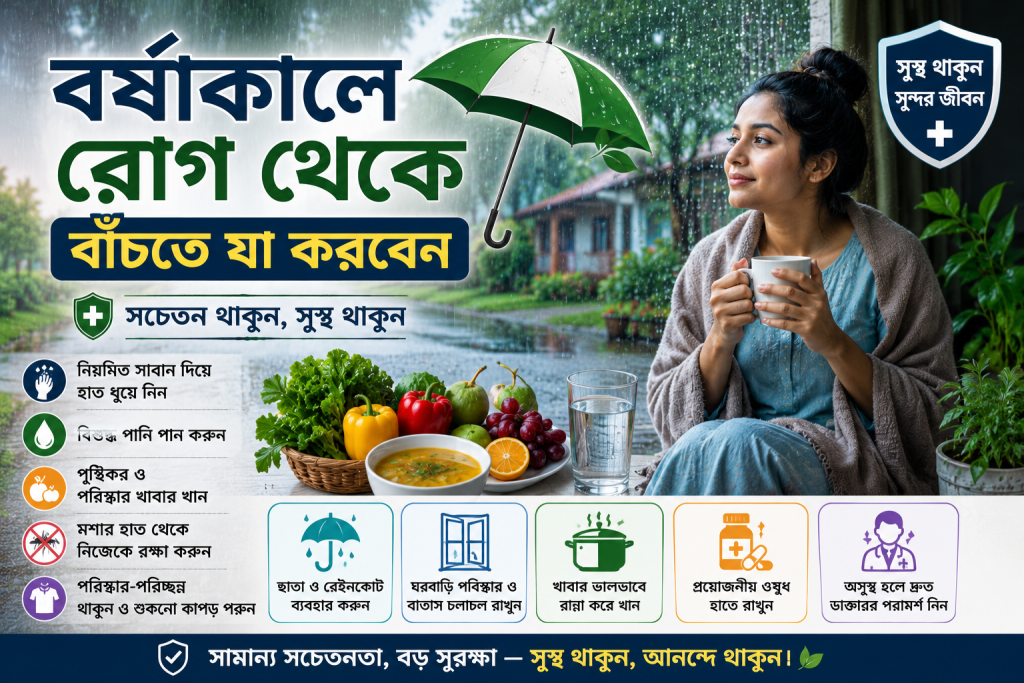 বর্ষাকালে রোগ থেকে বাঁচতে যা করবেন